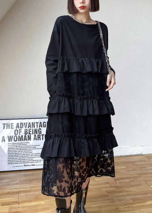 Bohemian Black Ruffles Höst Spetsklänningar