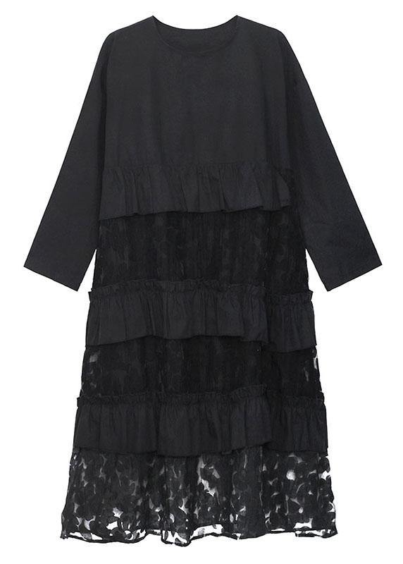 Bohemian Black Ruffles Fall Lace -mekot