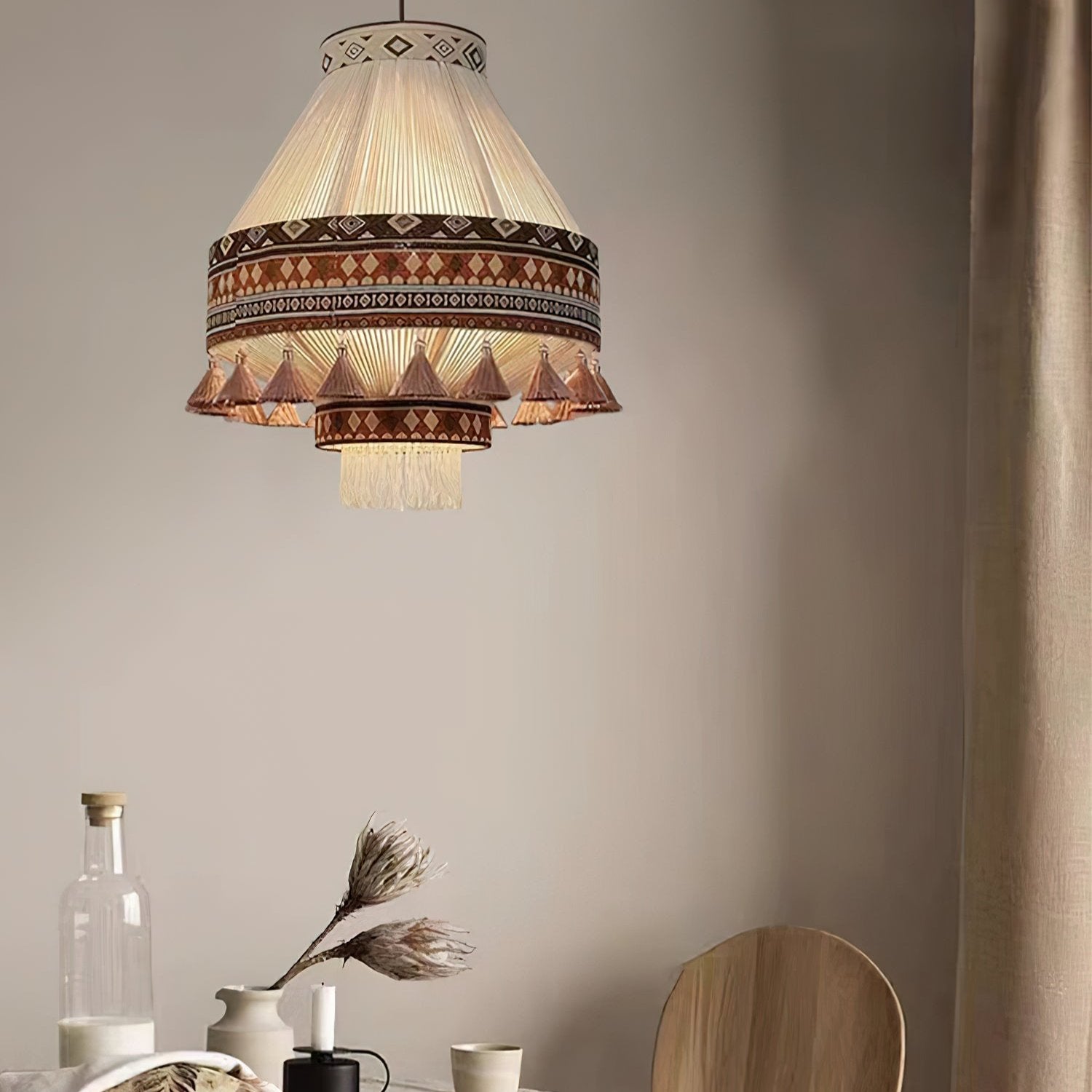 Bohemian – Lampada a sospensione con frange