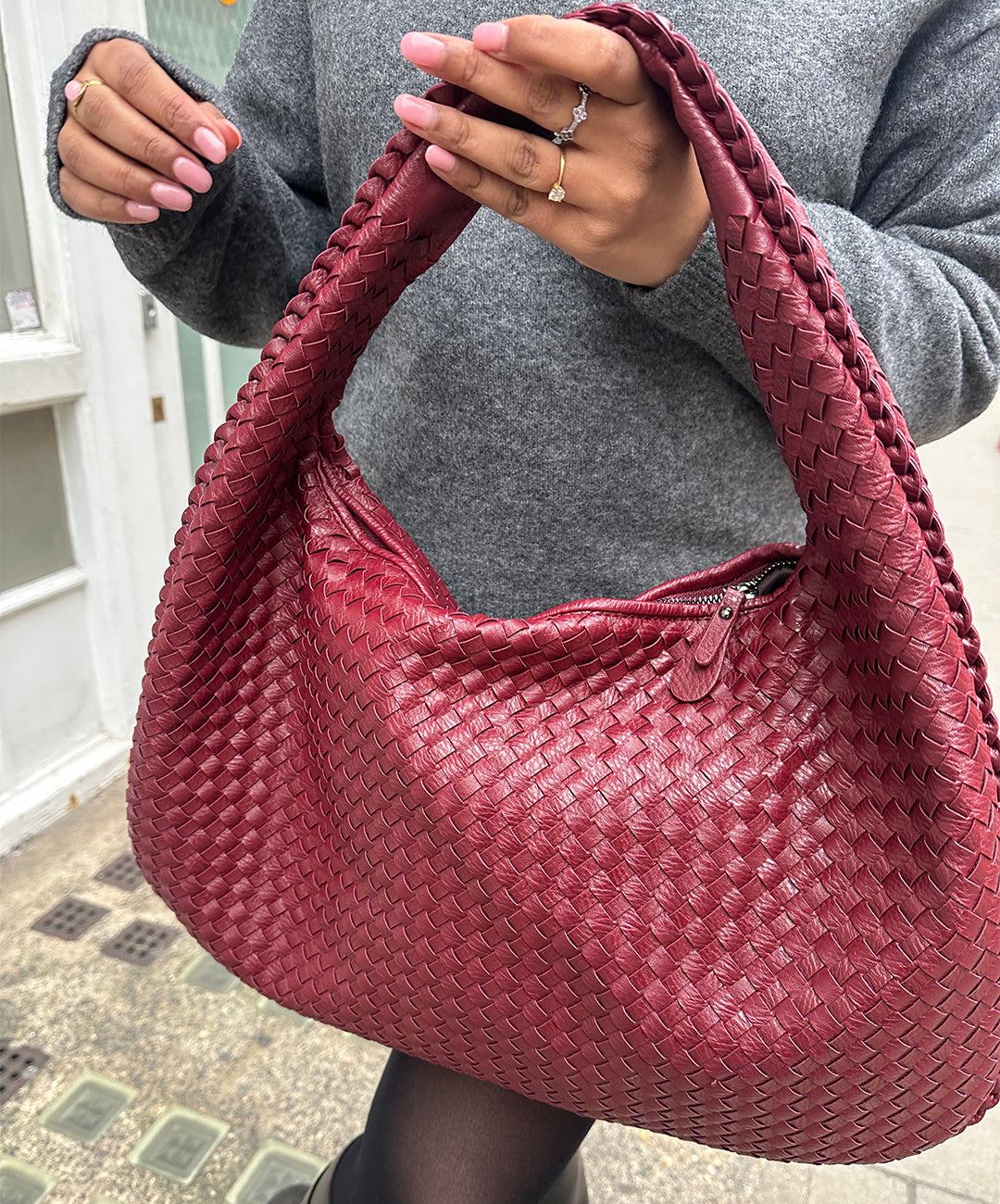 Giorgio Serafini | Bolso Hobo de color rojo cereza