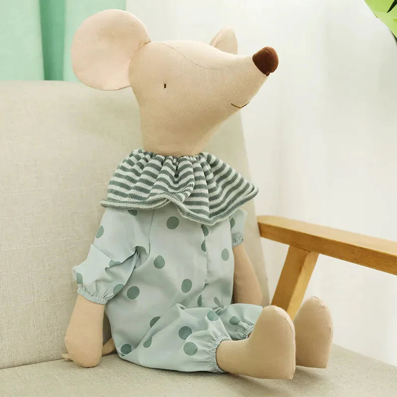 Muñeca de juguete de peluche Bowknot Mouse para niños y niñas - Rosa y verde