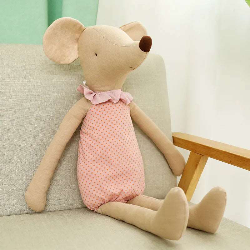 Muñeca de juguete de peluche Bowknot Mouse para niños y niñas - Rosa y verde