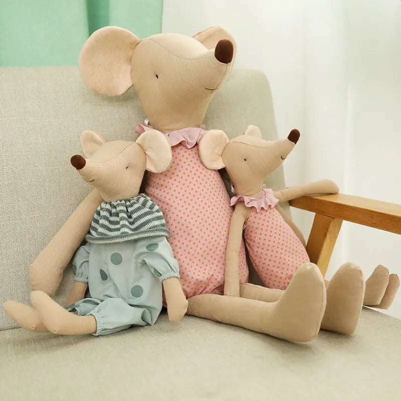 Muñeca de juguete de peluche Bowknot Mouse para niños y niñas - Rosa y verde