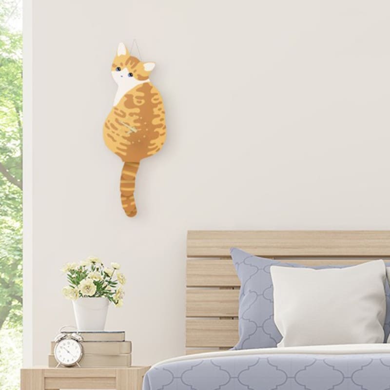 Nordic Cat Wagging Tail Wall Clock