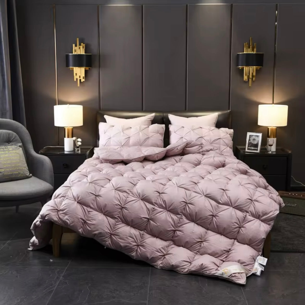 Couette en duvet d'oie lilas Splendore