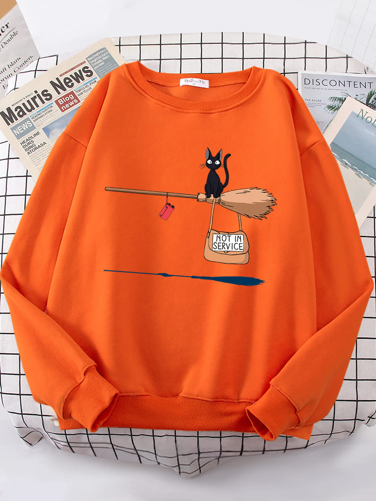 Besen fliegende schwarze Katze Sweatshirt