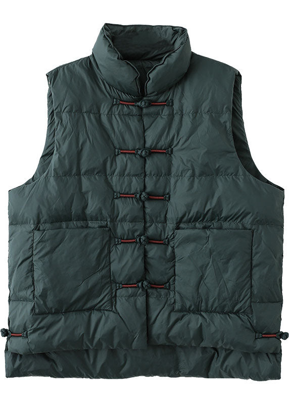 Gilet imbottito invernale orientale con tasche rosse con colletto alla coreana fai-da-te