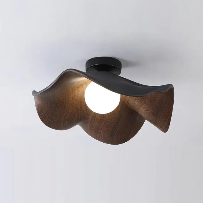 Nordic – Lotus-Deckenlampe aus Holz und Kunstharz