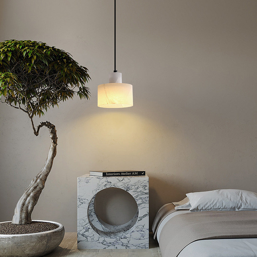 MarbreSimplicite - Lampada a sospensione scandinava realizzata in marmo bianco