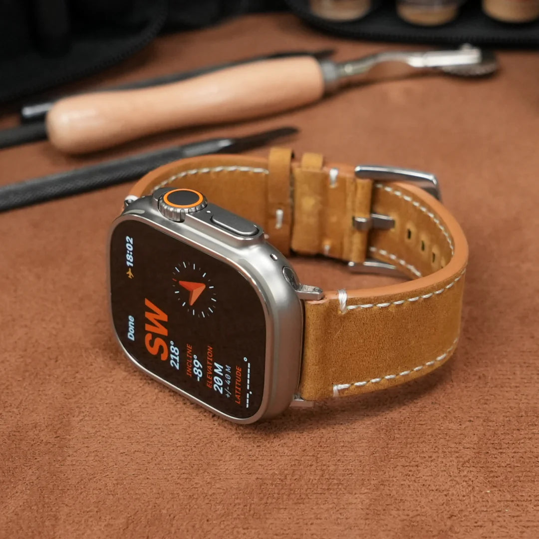 Luxuriöses Vintage-Lederarmband für die Apple Watch