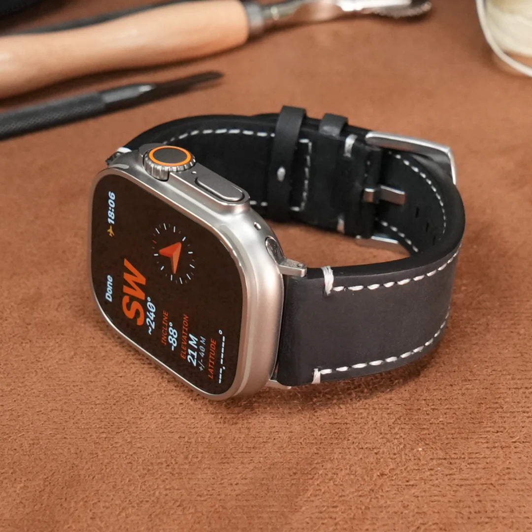 Luxuriöses Vintage-Lederarmband für die Apple Watch