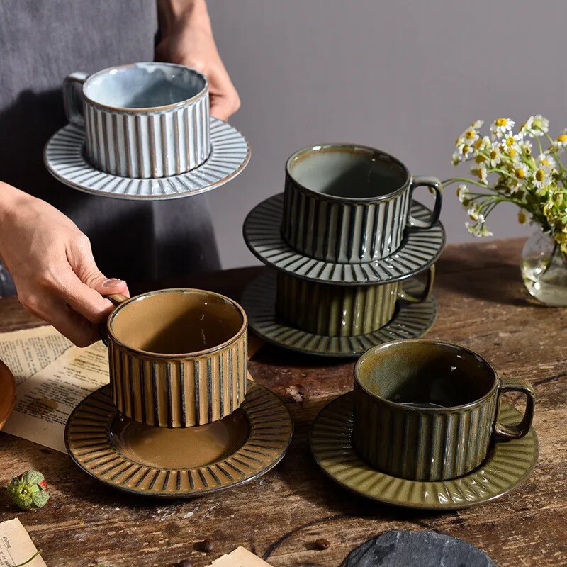 Anthia Retro Ceramic Coffee Mug Set