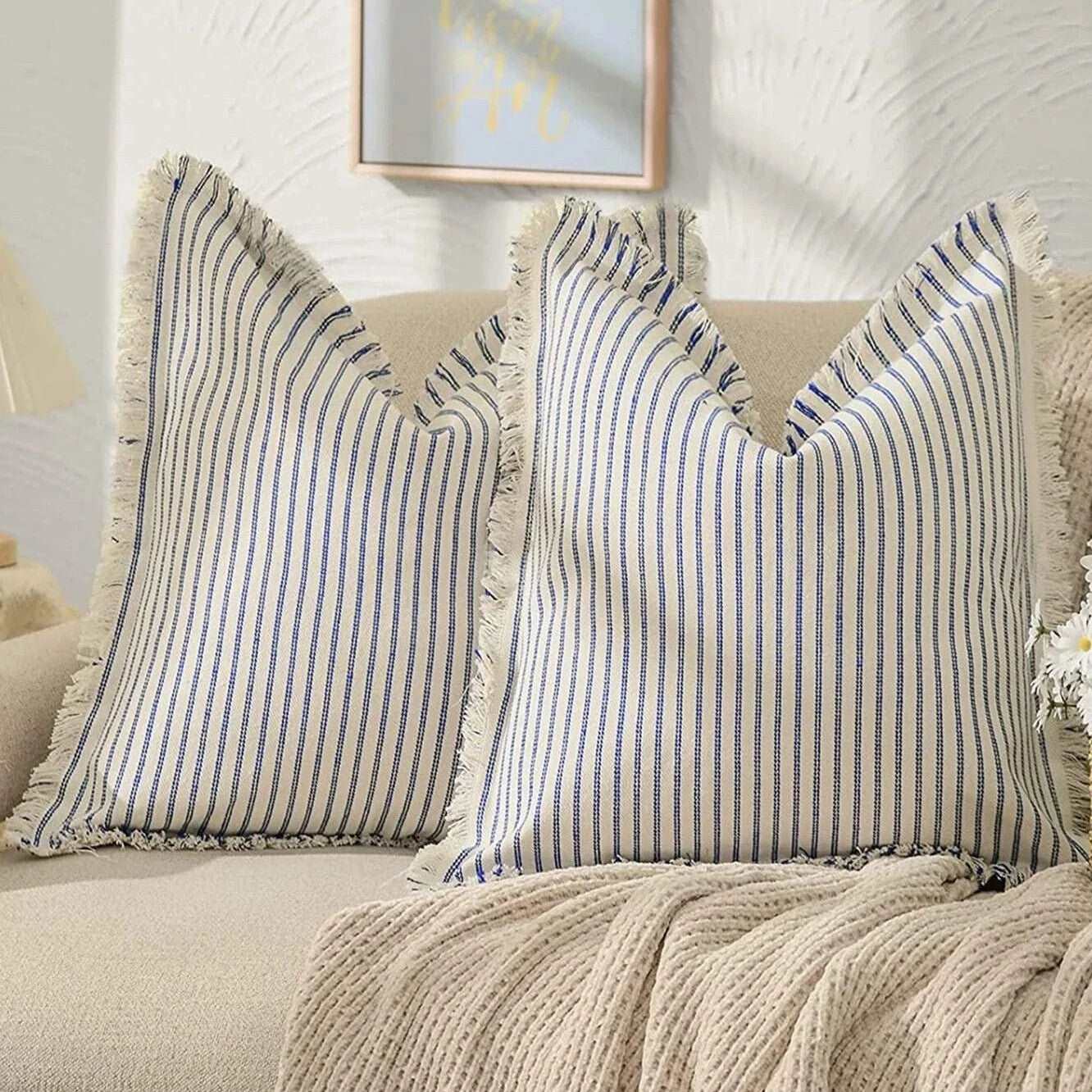 Decorative Nordic Striped Jacquard Cotton Cushion Covers - 6 Colours