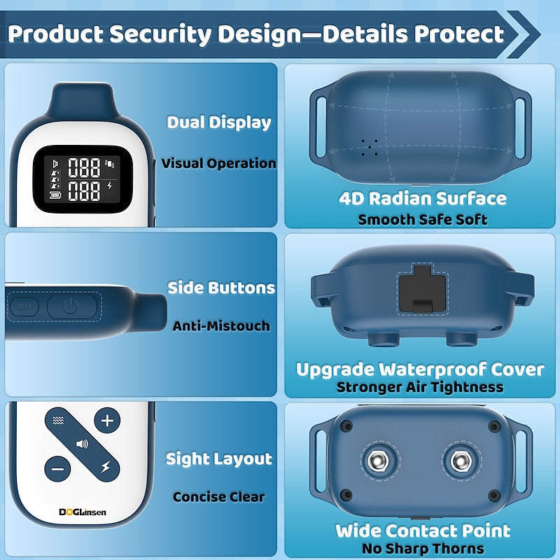 DogLinsen Multifunkcionális Kutyaképző és Ugatásgátló Nyakörv Távirányítóval