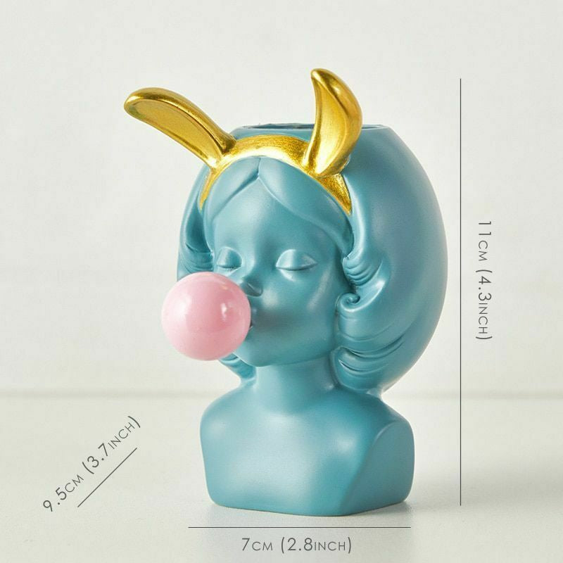 Cute Bubblegum Girl Ceramic Face Vase