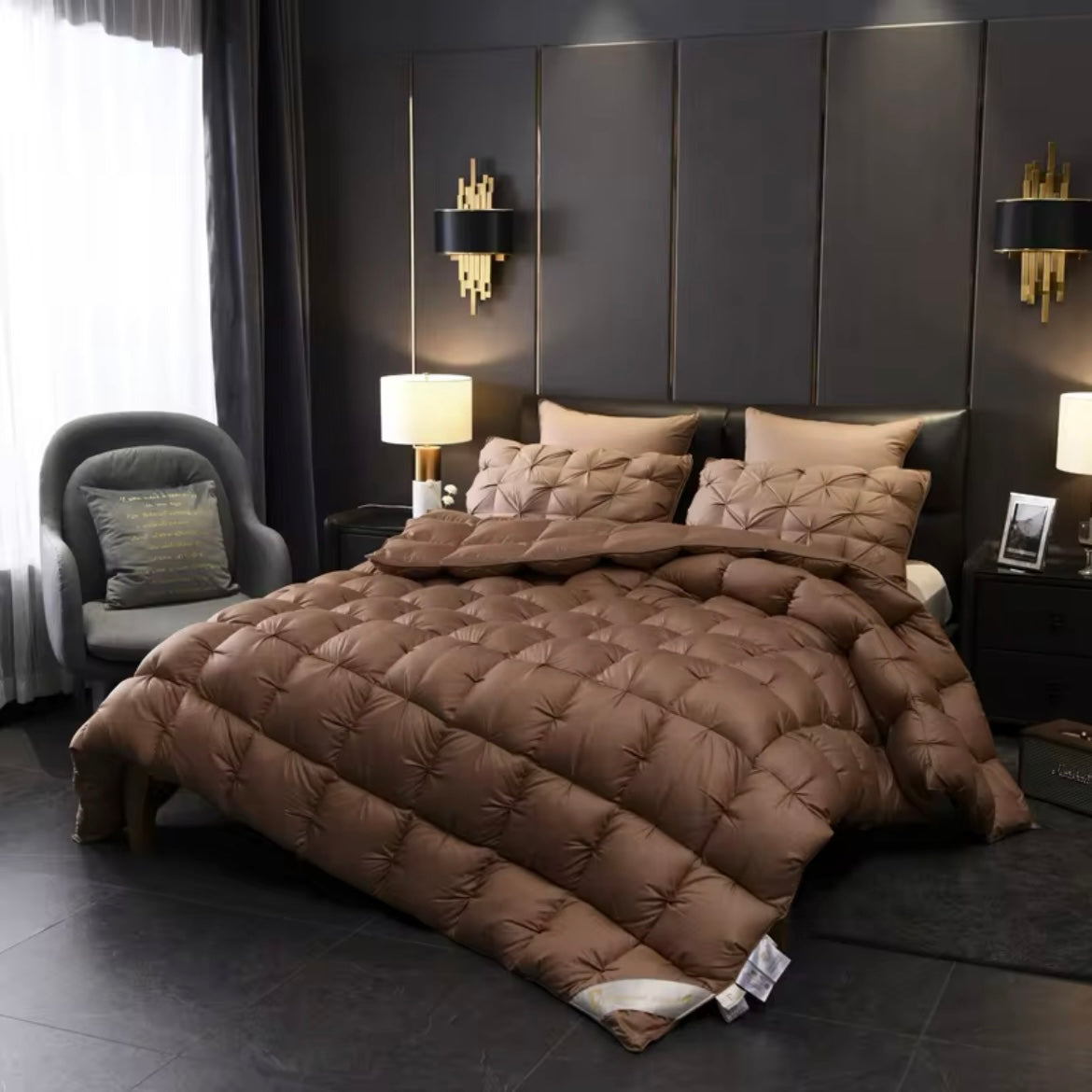 Splendore Brown Goose Down Comforter