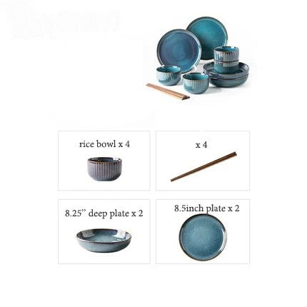 Set di stoviglie in ceramica Robin Blue