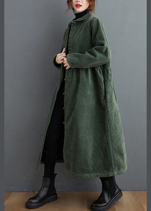 Cappotti francesi in velluto a coste verde nerastro Ispirazione cappotti da donna Cinched spessi (disponibilità limitata)