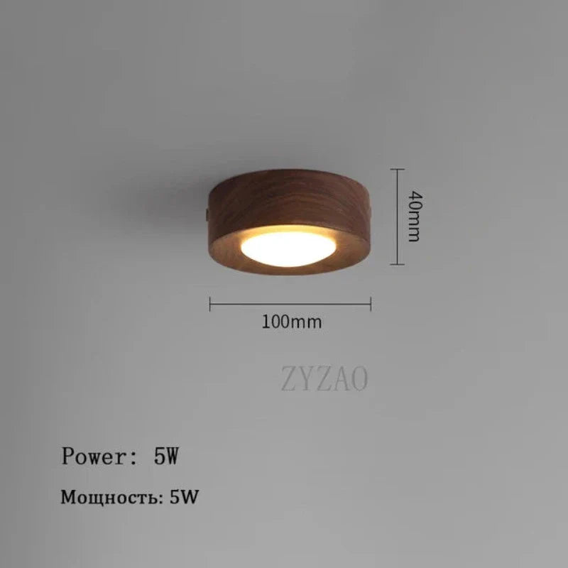 WoodenGlow - Walnootplafondlamp met LED-spot