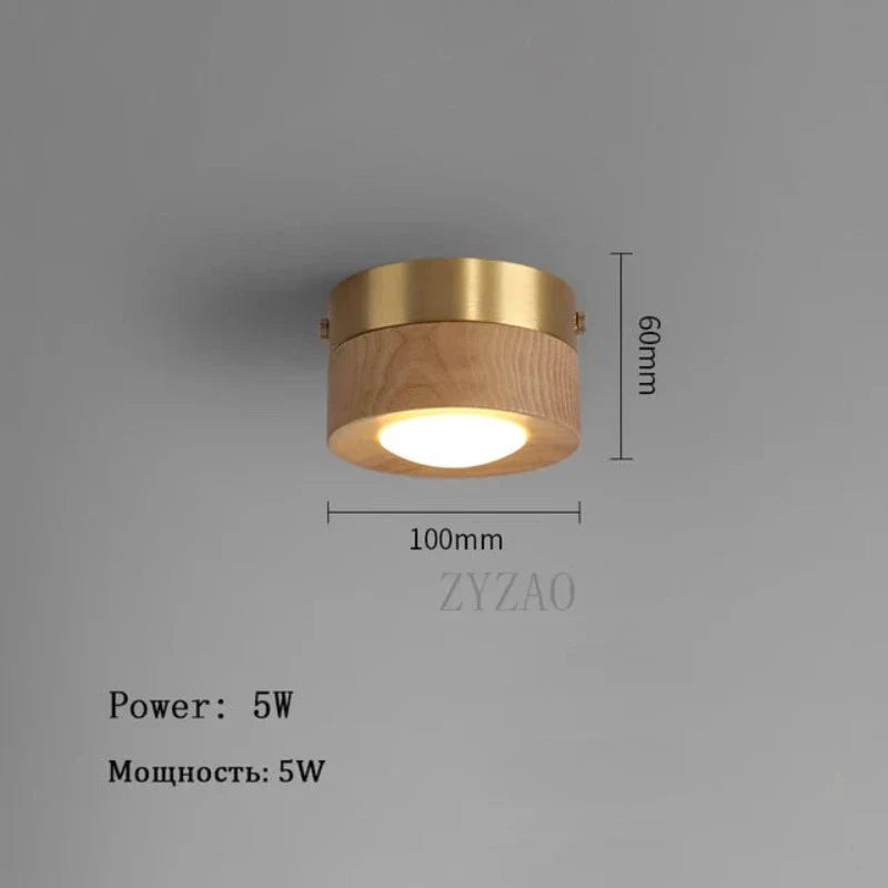 WoodenGlow - Walnootplafondlamp met LED-spot