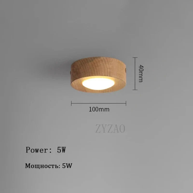 WoodenGlow - Walnootplafondlamp met LED-spot