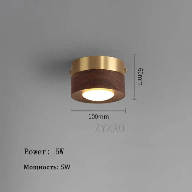 WoodenGlow - Walnootplafondlamp met LED-spot