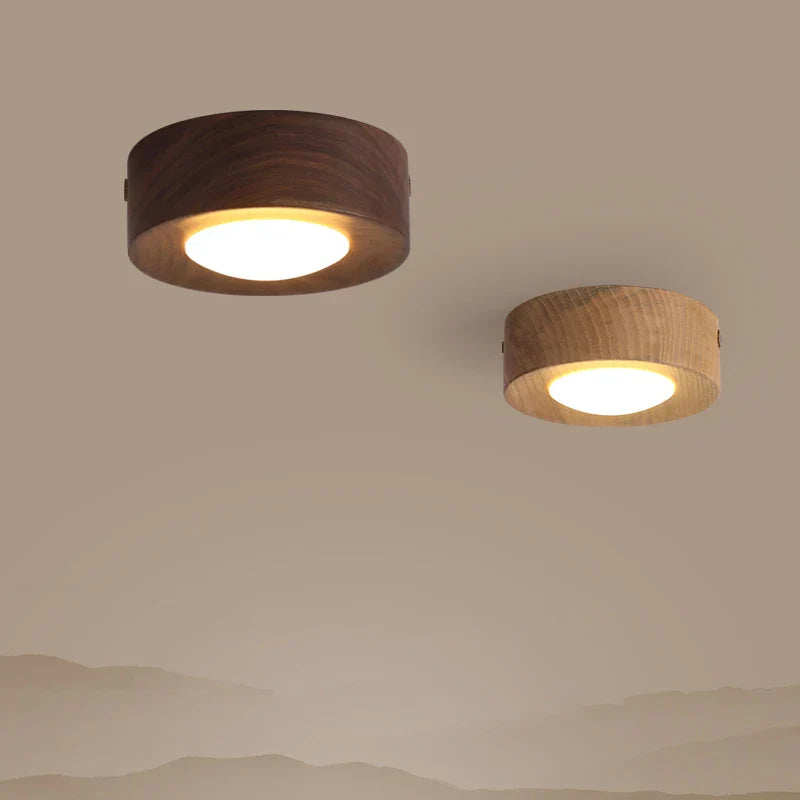 WoodenGlow - Walnut Ceiling Lamp with LED Spotlight