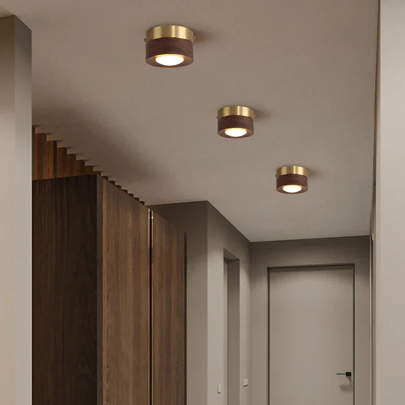 WoodenGlow - Lampada da soffitto in noce con faretto LED