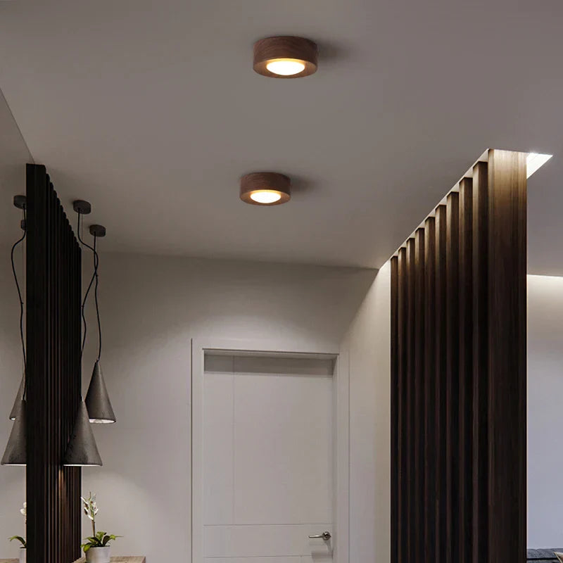 WoodenGlow - Lampada da soffitto in noce con faretto LED