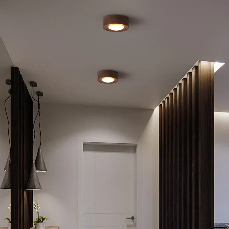 WoodAura - Walnut Ceiling Light with LED Spot