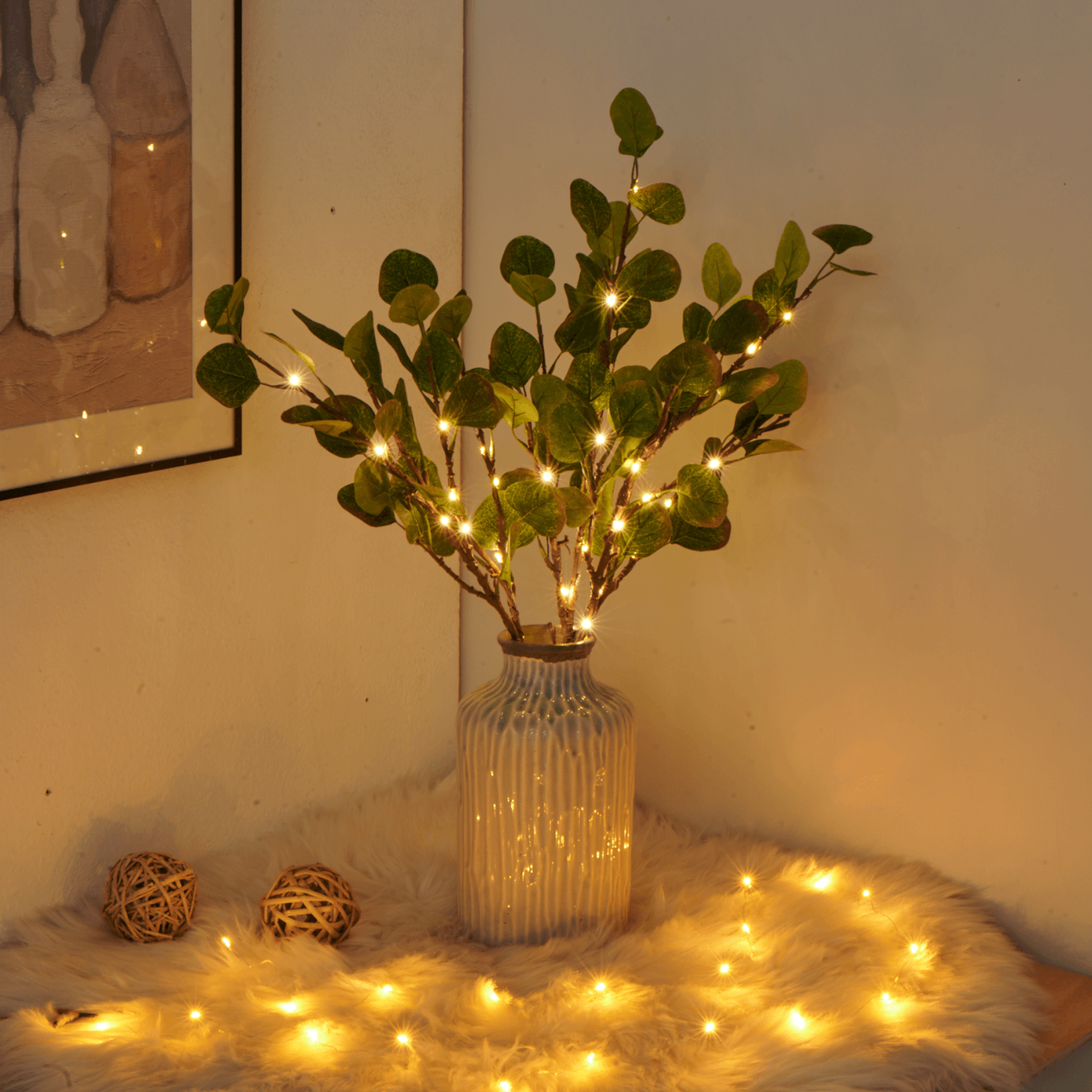 Fairy Light Olive Branch lamp