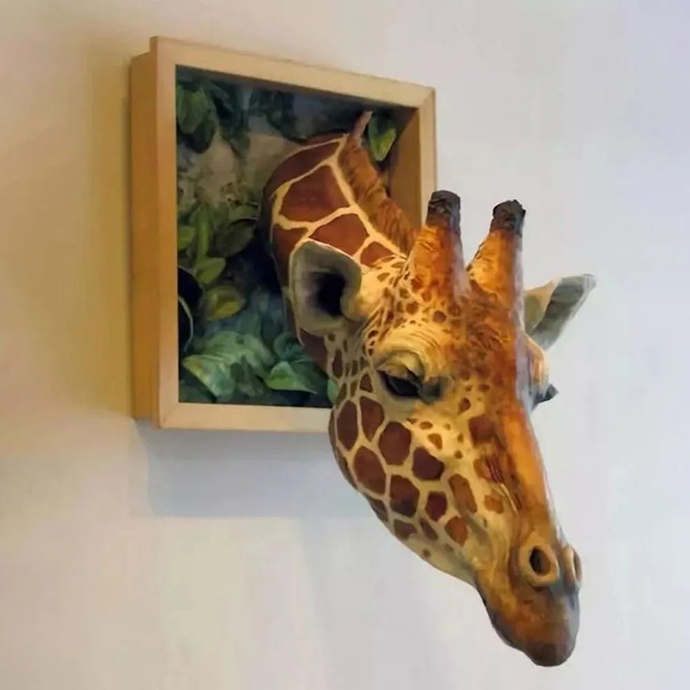 3D levensechte giraffenkop wandsculptuur – uniek, op de natuur geïnspireerd huisdecor