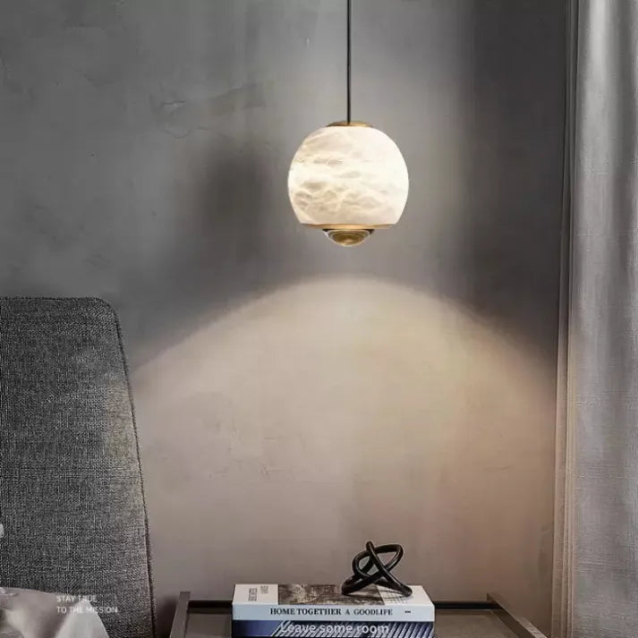 LumiereNordique - Lampe Lustre aus Marmor und Alabaster