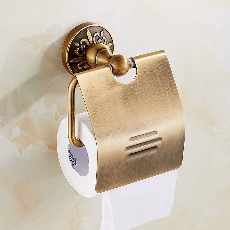 Set di ferramenta per il bagno in bronzo antico: portasciugamani, porta carta igienica, porta scopino | Accessori da bagno in alluminio salvaspazio