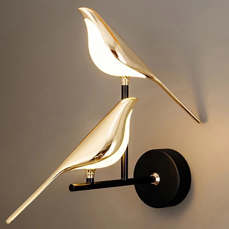 Bird Wall Lamp Golden LED Light Rotatable Adjustable Art Deco