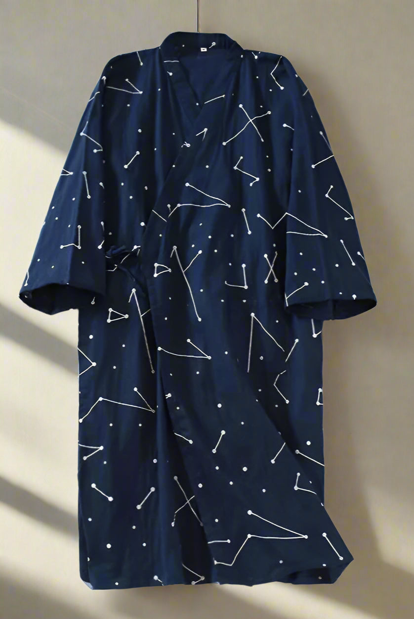 Kai Robe kimono 100 % coton pour homme – Yukata japonais traditionnel, pyjama à capuche avec col en V