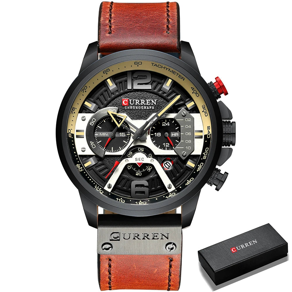 Axel ChronoSport by CURREN – Luxury Military Leather Watch for Men