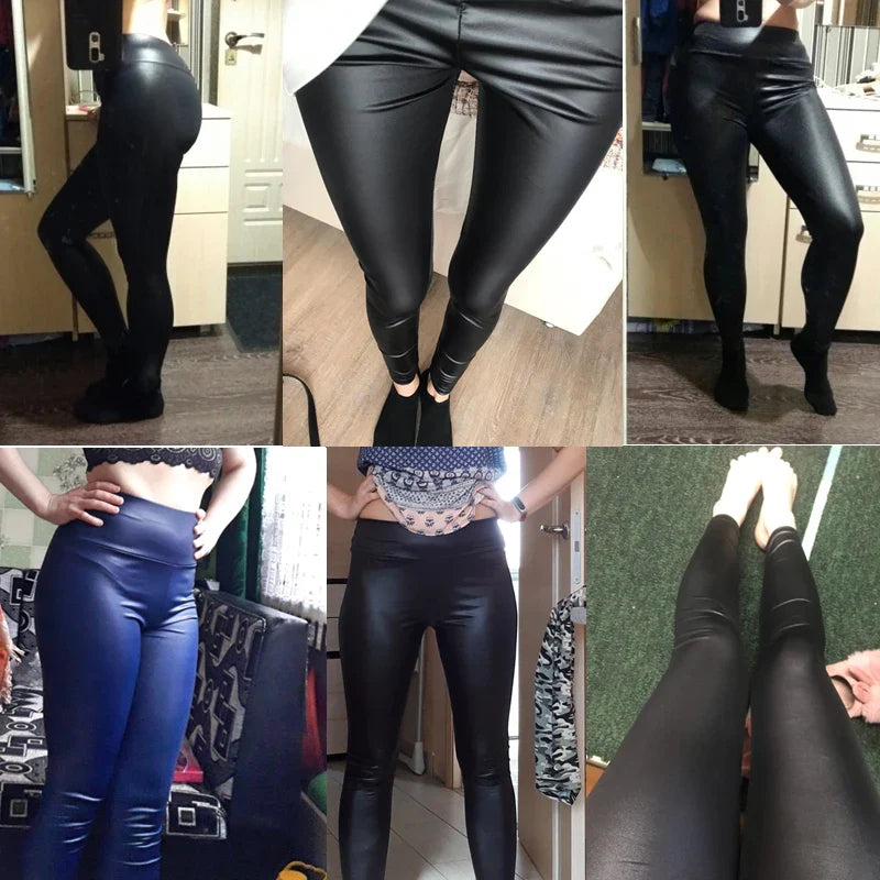 LuxeSculpt Magas Derék Folyékony Bőr Leggings