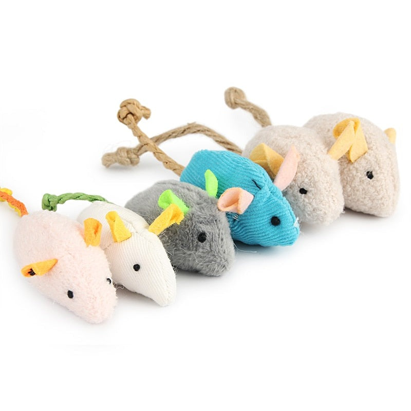 Lot de 6 souris en peluche avec herbe à chat