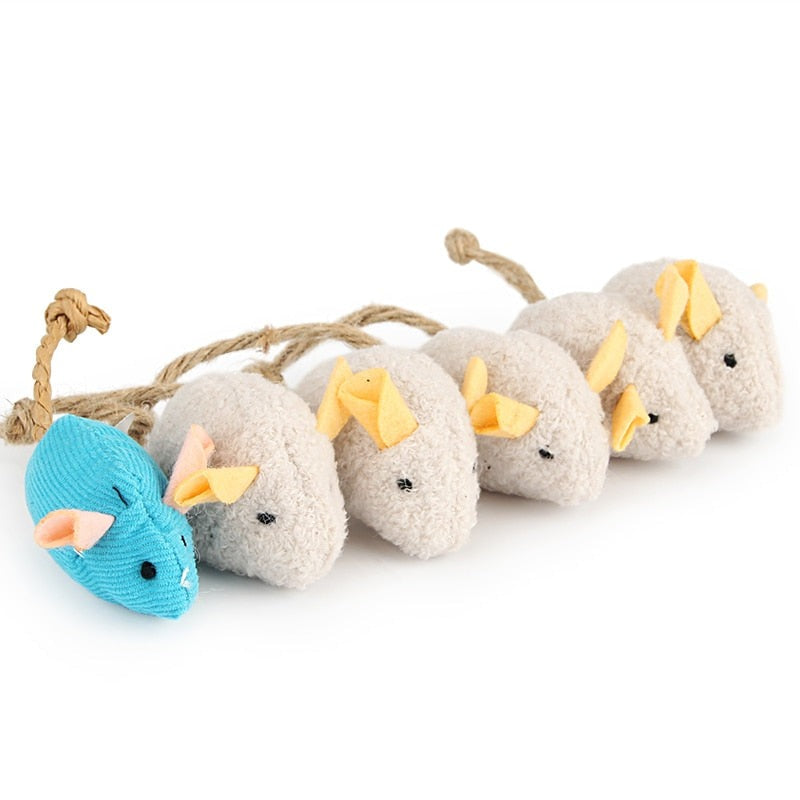 Lot de 6 souris en peluche avec herbe à chat