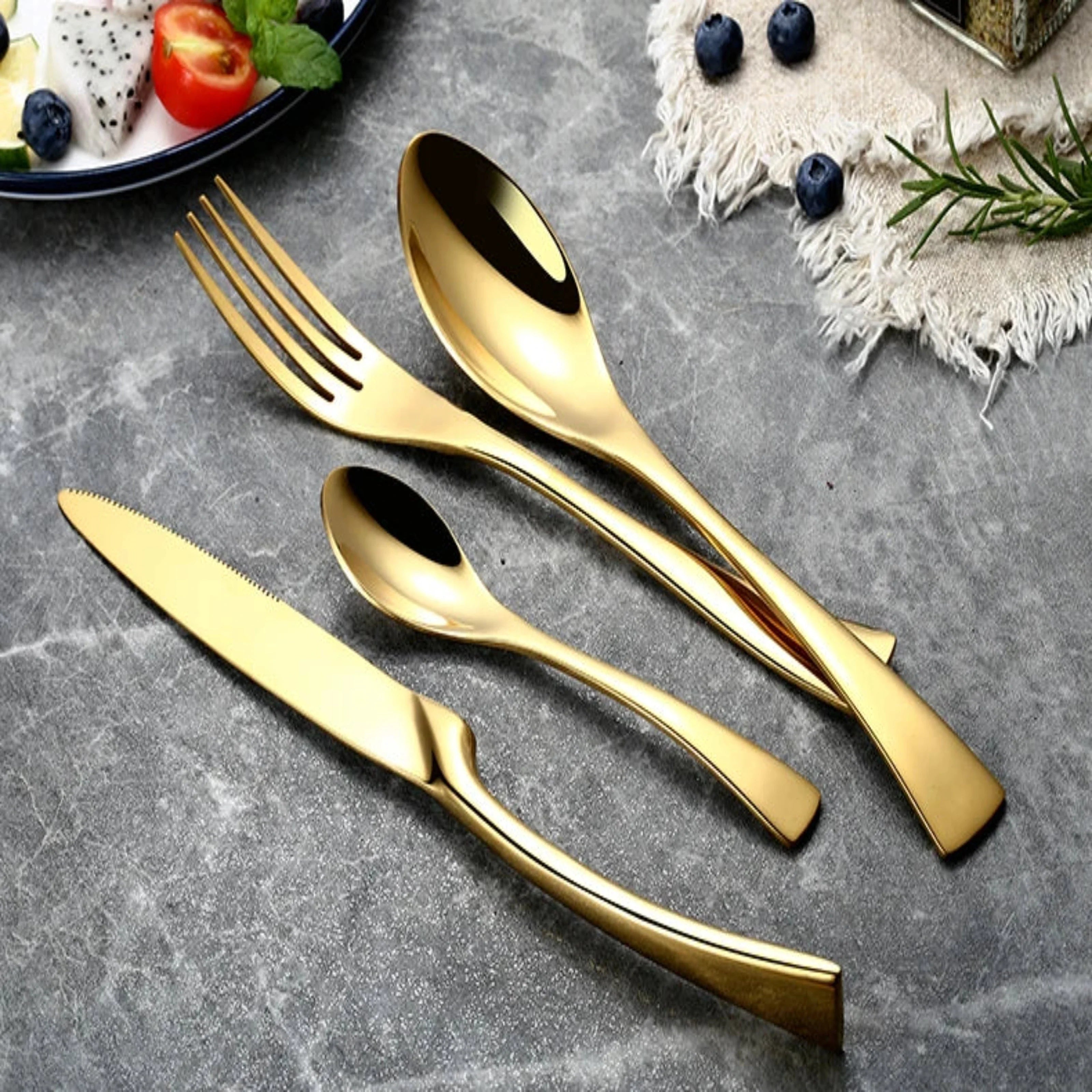 Set Posate In Acciaio Inox Collezione Salime Gold