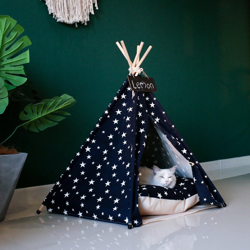 Teepee moderno bohemio para perros con cojín de cama suave