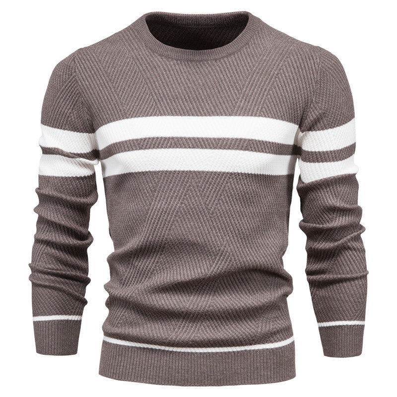 Pull à col rond pour hommes, manches longues, coupe cintrée, nouvelle collection automne