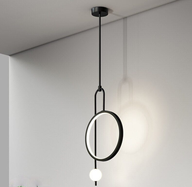 Lampe à suspension moderne avec anneau doré