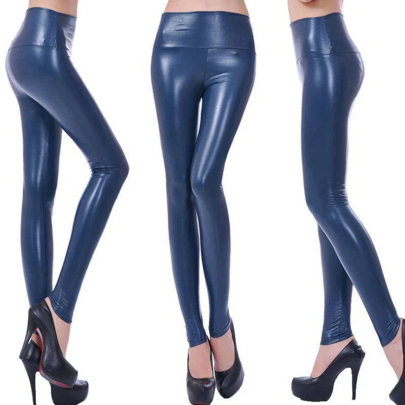 LuxeSculpt Högmidjade Flytande Läder Leggings