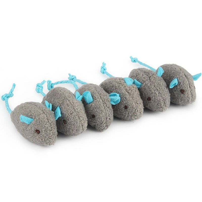 Lot de 6 souris en peluche avec herbe à chat