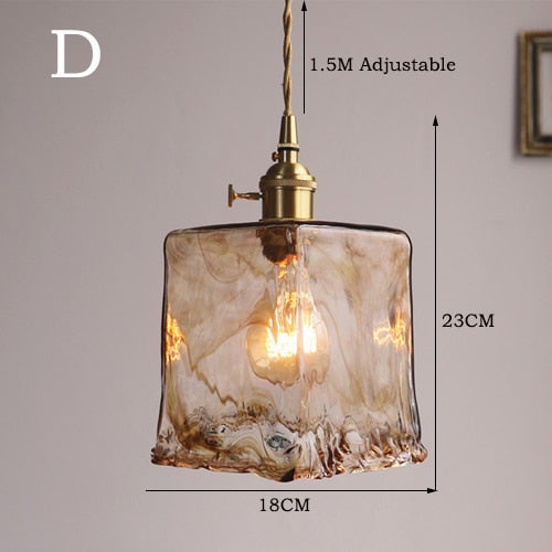 Brass Amber Glass Pendant Light lamp