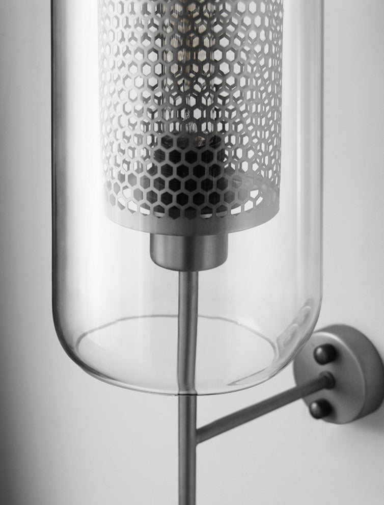 Moderne honeycomb messing og glass vegglampe