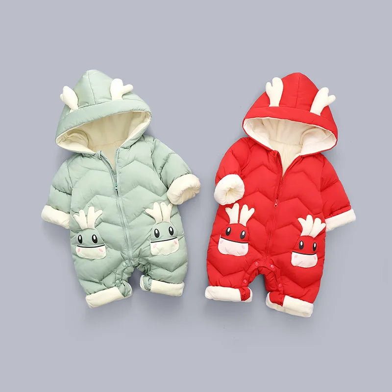 Bea Bear Winter Snowsuit - Plysch sammet Baby Romper Coat för pojkar och flickor (0-3 år)