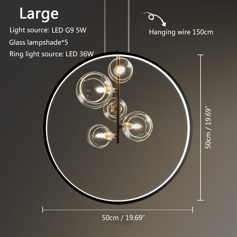 Lámpara colgante de anillo redondo